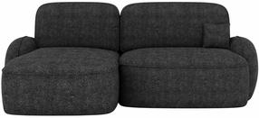 Kampinė sofa - lova Tesalia Bouclé Royal 01, tamsiai pilka sp., kairinė, 150 x 247 cm x 93 cm