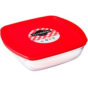 Cepšanas forma ar vāku Ocuisine, caurspīdīga krās./sarkana krās., 25 cm x 22 cm, 2.2 l