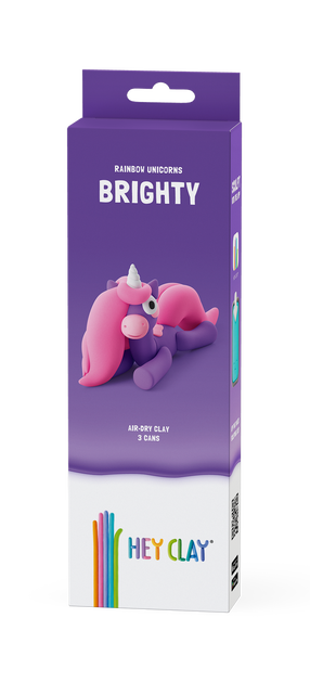 Plastilīna komplekts Hey Clay Unicorn Brighty, rozā krās./violeta krās.