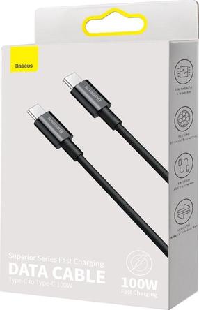 Laidas Baseus Superior Series, 2 x USB Type C, 100 cm, juoda sp., 100 W