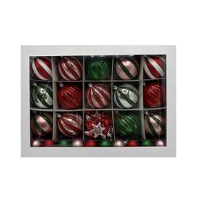 Ziemassvētku eglīšu rotaļlietu komplekts Christmas Touch Stripes EG01-KS2626, daudzkrāsaina, plastmasa, 50 gab.