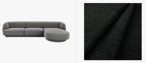 Kampinė sofa Micadoni Miley MIC_RC_101_F1_MILEY3, juoda sp., dešininė, 156 x 255 cm x 70 cm