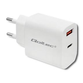 Adapteris Qoltec Power Adapter 51714, USB Type C/USB Type A, 2.05 cm, balta krās., 18 W