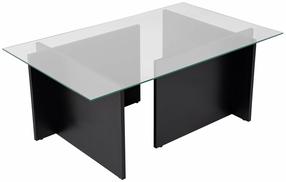 Kavos staliukas Nordure Vetrino, skaidrus/juodas, 65 cm x 105 cm x 40 cm