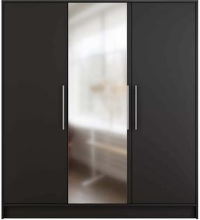 Spinta Alarica With Mirror, juoda sp., 60 cm x 180 cm x 200 cm, su veidrodžiu