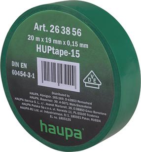 Elektros izoliacinė juosta Haupa HUPtape-15, žalia sp., 20 m