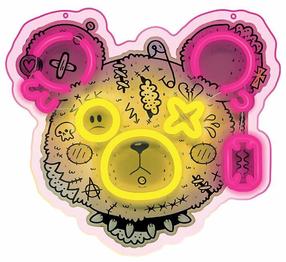 Dekoracija "Meškutis" Forever Light Art Led Punk Teddy Bear FLA01 su LED apšvietimu, 31 cm, geltona sp./rožinė sp.