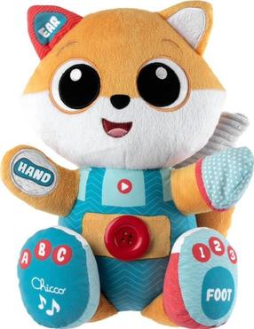 Игрушечное животное лиса Chicco Bilingual ABC, английский, польский, синий цв./коричневый цв.