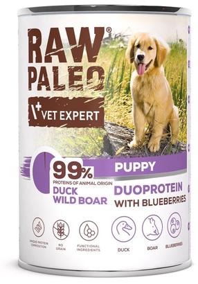 Mitrā barība (konservi) suņiem Raw Paleo Vet Expert Duoprotein, pīles gaļa/meža cūkas gaļa, 0.4 kg