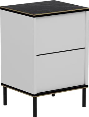 Naktinis staliukas Kalune Design Imaj 382NRC1803, aukso sp./balta sp./juoda sp., 60 cm x 40 cm x 35 cm