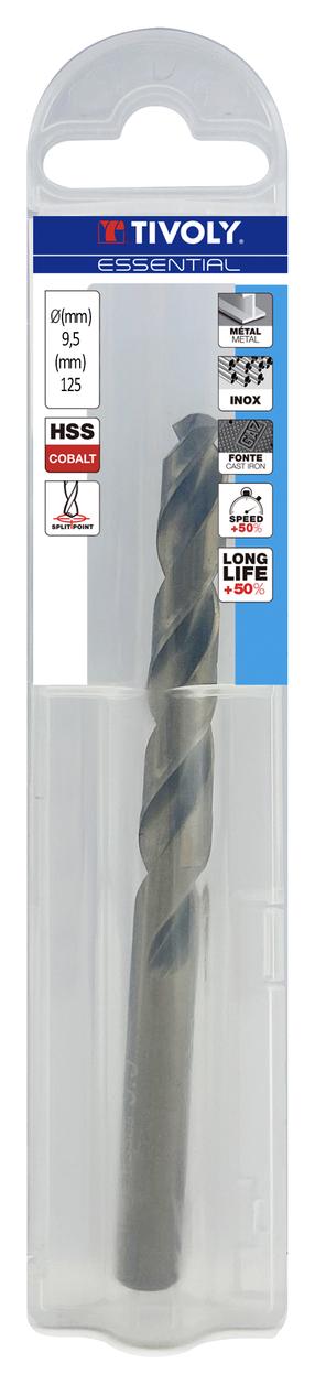 Urbis Tivoly T Line, metāla/tērauds/nerūsējošais tērauds, hss-co, cilindrisks, 9.5 mm x 12.5 cm
