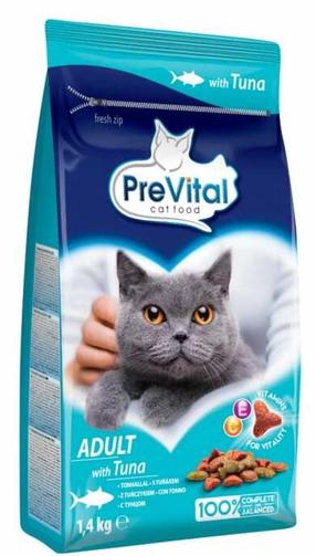 Sausas kačių maistas PreVital Adult Tuna, grūdai, 1.4 kg