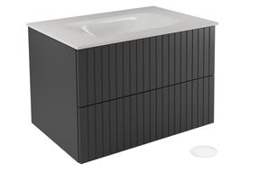 Vonios spintelė su praustuvu Besco Akya Linea, balta sp./juoda sp./grafito sp., 52.5 cm x 76 cm x 50.7 cm