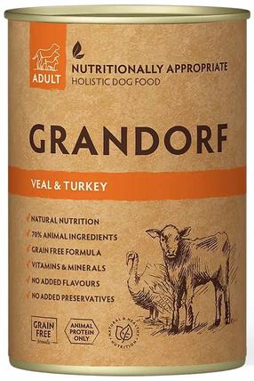 Mitrā barība (konservi) suņiem Grandorf Holistic, tītara gaļa/teļa gaļa, 0.4 kg