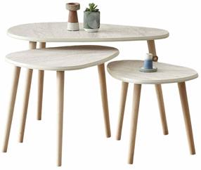 Kavos staliukų komplektas Kalune Design Alvin, travertine sp., 38 - 52 cm x 80 cm x 40 - 50 cm, 3 vnt.