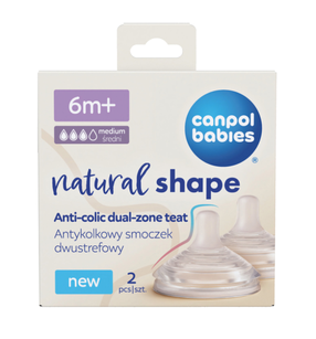 Čiulptukas buteliukui Canpol Babies Natural Shape, 6+ mėn., skaidri sp.