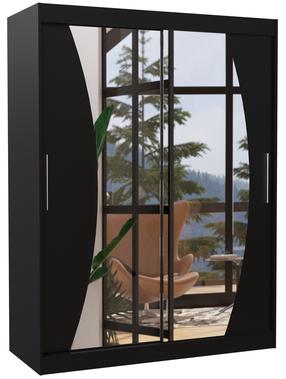Spinta ADRK Modesto 150, juoda sp., 58 cm x 150 cm x 200 cm, su veidrodžiu