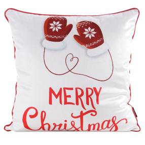 Kalėdinis dekoratyvinės pagalvėlės užvalkalas PSWA-312, balta/raudona, 45 cm x 45 cm