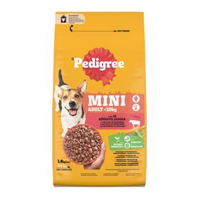 Kuiv koeratoit Pedigree Mini Adult <10 kg, veiseliha/köögiviljad, 1.4 kg