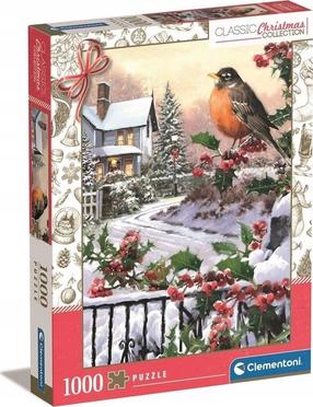 Puzle Clementoni Christmas Robin And Holly Bushes 81501, 70 cm x 50 cm, 1000 gab., daudzkrāsaina