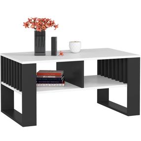 Kavos staliukas Akord Rockford, balta sp./juoda sp., 53 cm x 92 cm x 45 cm