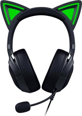 Laidinės žaidimų ausinės vaikams Razer Kraken Kitty V2, juoda sp./žalia sp.