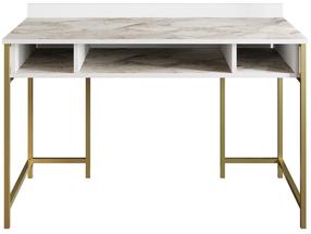 Rakstāmgalds Kalune Design Tumata 541HDL1123, 120 cm x 60 cm, 75 cm, zelta krās./balta krās.