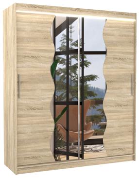 Spinta ADRK Kansas LED, rusva sp., 58 cm x 180 cm x 215 cm, su veidrodžiu