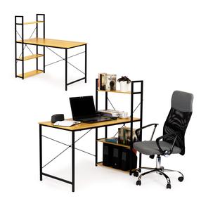 Rašomasis stalas su lentyna ModernHome, rudas/juodas