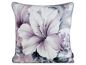 Dekoratīvs spilvena pārvalks Flowers 06, balta krās./violeta krās., 45 cm x 45 cm