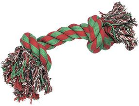 Žaislas šuniui, virvinis Karlie FlossyRope 2 Knots, 43 cm, raudona sp./žalia sp.