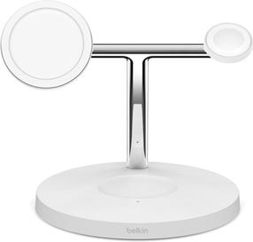 Telefono įkroviklis Belkin Pro MagSafe 3-in-1, 3 x Qi Wireless, balta sp., 15 W