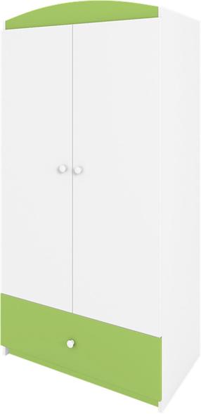 Laste riidekapp Kocot Kids Babydreams, valge v./roheline v., 90 cm x 52 cm x 175.5 cm