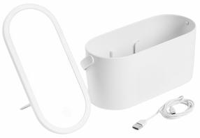 Kosmetinis veidrodis Homla Milano LED with cosmetics container, su apšvietimu, pastatomas, 10.4 cm x 23.5 cm, balta