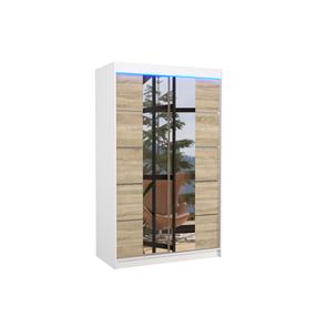 Skapis ADRK Genua LED, balta krās./brūngans krās., 58 cm x 120 cm x 200 cm, ar spoguli