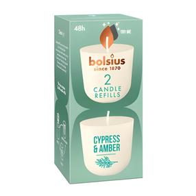 Свеча, ароматическая Bolsius Clean Light Refill Cypress & Amber, 24 час, 2 шт., белый цв.