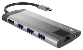 Jungčių stotelė Natec USB-C - HDMI/3 x USB/RJ-45/USB-C/MicroSD/SD NMP-1690 USB-C male, HDMI/3 x USB/RJ-45/USB-C/MicroSD/SD female, pilka sp.