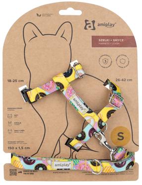 Kassi rakmed koos rihmaga Amiplay BeHappy, 150 cm x 15 mm, kollane v./mitmevärviline
