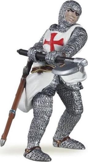 Žaislinė figūrėlė Papo Templar Knight 427473, 7 cm, balta sp./sidabro sp.
