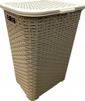 Skalbinių dėžė Katex Rattan, 60 l, smėlio sp., 33.7 cm x 43.5 cm x 60.2 cm