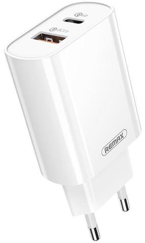Telefona lādētājs Remax RP-U37, USB Type C/USB, balta krās., 18 W