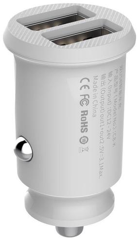 Auto telefona lādētājs Baseus CCALL-ML02, 2 x USB, balta krās., 16 W