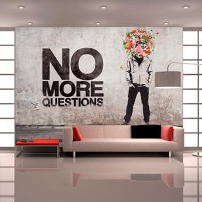Fototapetas Artgeist Head Of Flowers - Graphic Of A Man And English Text On Gray Background 4XLNEW010326, 280 cm x 280 cm