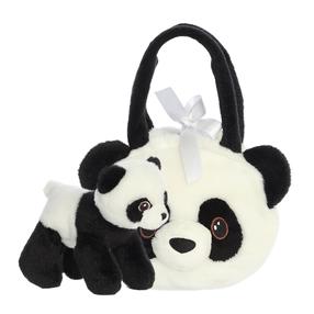 Pliušinis žaislas, su krepšiu panda Aurora Fancy Pals, balta sp./juoda sp., 20 cm, 2 vnt.