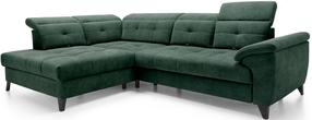 Kampinė sofa Inferne Raquel 35, tamsiai žalia sp., kairinė, 297 x 210 cm x 107 cm