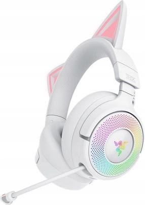 Bezvadu spēļu austiņas Razer Kraken Kitty V3 Pro, balta krās.