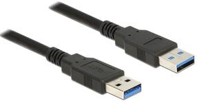 Vads Delock USB to USB USB 3.0 A male, USB 3.0 A male, 5 m, melna krās.