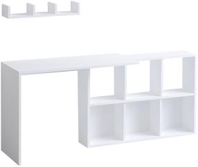 Rašomasis stalas su lentyna Kalune Design Jack, 74 cm x 45 cm, 145 cm, balta sp.