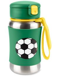 Gertuvė su silikoniniu šiaudeliu Skip Hop Spark Style Soccer, 350 ml, 1 m., 6.8 cm, nerūdijantysis plienas, žalia sp.