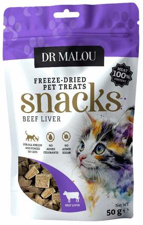 Skanėstas katėms Dr Malou Snacks Beef Liver, jautiena/kepenėlės, 0.050 kg